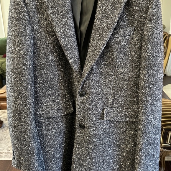 Topman Gray Long Coat Classic Tweed